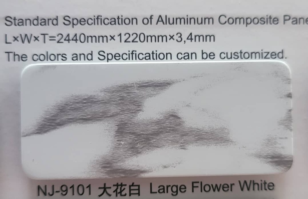 unbroken core Aluminum Composite Panel 4mm 1220*244, Large Flower White