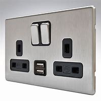 SOCKET AB-STAINLESS STEEL  double socket usb